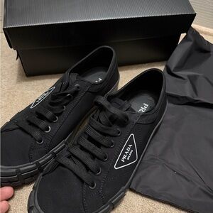 Prada Men's Black Canvas Sneakers new